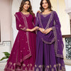 Purple & Wine Anarkali Suit Set with Embroidered Dupatta (2 Colors Available)