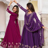 Purple & Wine Anarkali Suit Set with Embroidered Dupatta (2 Colors Available)