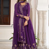 Purple & Wine Anarkali Suit Set with Embroidered Dupatta (2 Colors Available)