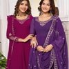 Purple & Wine Anarkali Suit Set with Embroidered Dupatta (2 Colors Available)
