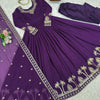 Purple & Wine Anarkali Suit Set with Embroidered Dupatta (2 Colors Available)