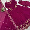 Purple & Wine Anarkali Suit Set with Embroidered Dupatta (2 Colors Available)