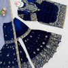 Heavy Velvet Embroidered Lehenga Suit Set with Dupatta – 4 Color Options