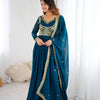 Embroidered Anarkali Suit Set with Dupatta & Bottom – Teal Blue & Wine (2 Colors)