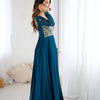 Embroidered Anarkali Suit Set with Dupatta & Bottom – Teal Blue & Wine (2 Colors)