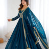 Embroidered Anarkali Suit Set with Dupatta & Bottom – Teal Blue & Wine (2 Colors)