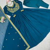 Embroidered Anarkali Suit Set with Dupatta & Bottom – Teal Blue & Wine (2 Colors)