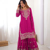Designer Heavy Embroidered Kurta Sharara Suit Set with Dupatta | 10 Color Options