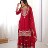 Designer Heavy Embroidered Kurta Sharara Suit Set with Dupatta | 10 Color Options