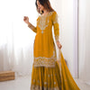 Designer Heavy Embroidered Kurta Sharara Suit Set with Dupatta | 10 Color Options