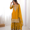 Designer Heavy Embroidered Kurta Sharara Suit Set with Dupatta | 10 Color Options