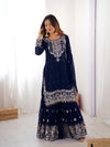 Designer Heavy Embroidered Kurta Sharara Suit Set with Dupatta | 10 Color Options