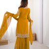 Designer Heavy Embroidered Kurta Sharara Suit Set with Dupatta | 10 Color Options