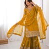 Designer Heavy Embroidered Kurta Sharara Suit Set with Dupatta | 10 Color Options