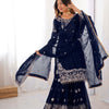 Designer Heavy Embroidered Kurta Sharara Suit Set with Dupatta | 10 Color Options