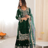 Heavy Velvet Embroidered Lehenga Suit Set with Dupatta – 4 Color Options