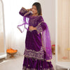 Heavy Velvet Embroidered Lehenga Suit Set with Dupatta – 4 Color Options