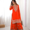 Designer Heavy Embroidered Kurta Sharara Suit Set with Dupatta | 10 Color Options