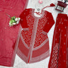 Red Heavy Embroidered Kurta Sharara Suit Set with Dupatta