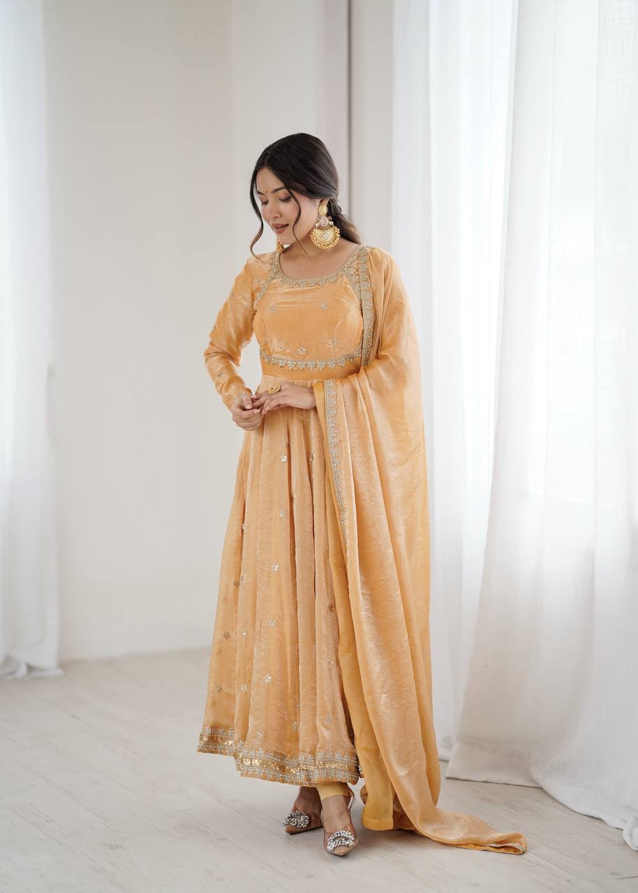 Embroidered Anarkali Suit Set with Dupatta & Bottom – 5 Color Options