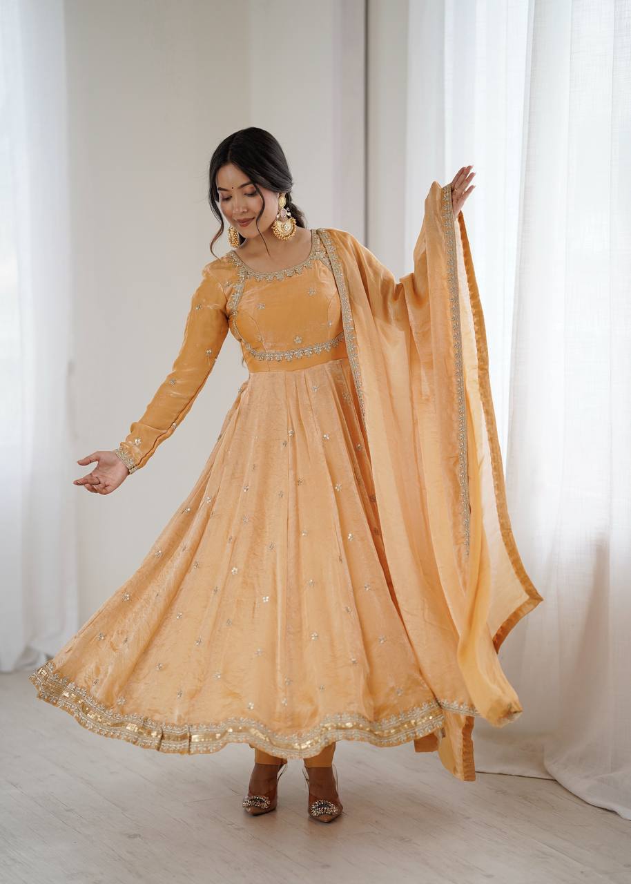Embroidered Anarkali Suit Set with Dupatta & Bottom – 5 Color Options