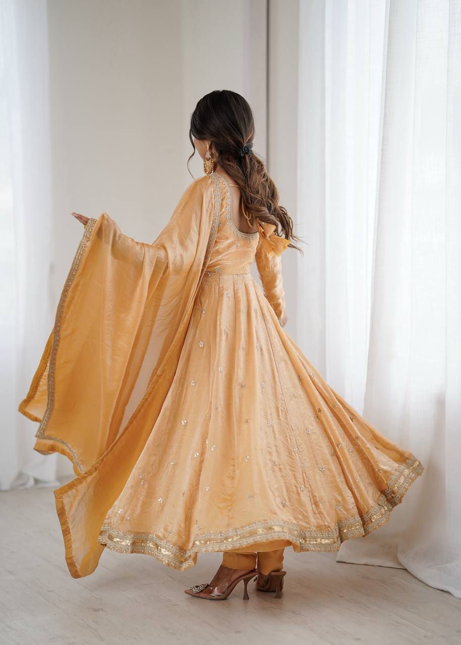 Embroidered Anarkali Suit Set with Dupatta & Bottom – 5 Color Options