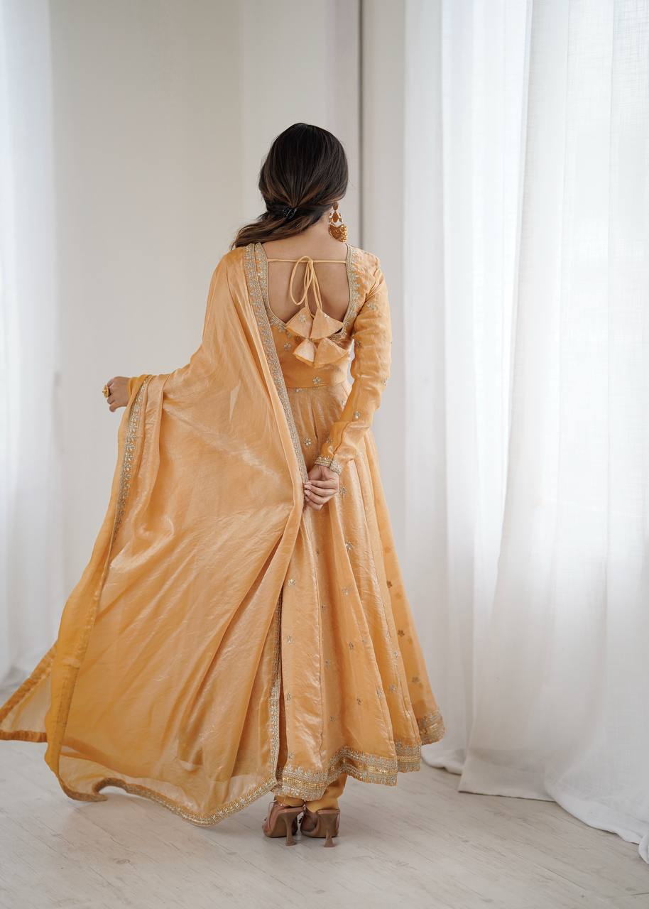 Embroidered Anarkali Suit Set with Dupatta & Bottom – 5 Color Options
