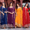 Elegant Georgette Anarkali Suit Set with Heavy Gota Lace Border & Dupatta – 4 Colors