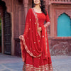 Elegant Georgette Anarkali Suit Set with Heavy Gota Lace Border & Dupatta – 4 Colors