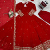 Elegant Georgette Anarkali Suit Set with Heavy Gota Lace Border & Dupatta – 4 Colors