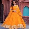 Elegant Georgette Anarkali Suit Set with Heavy Gota Lace Border & Dupatta – 4 Colors
