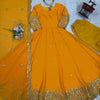 Elegant Georgette Anarkali Suit Set with Heavy Gota Lace Border & Dupatta – 4 Colors