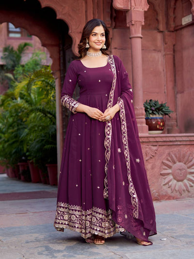 Elegant Georgette Anarkali Suit Set with Heavy Gota Lace Border & Dupatta – 4 Colors