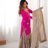 Elegant Embroidered Kurta Sharara Set with Dupatta – Festive Wear (4 Colors)