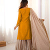 Elegant Embroidered Kurta Sharara Set with Dupatta – Festive Wear (4 Colors)