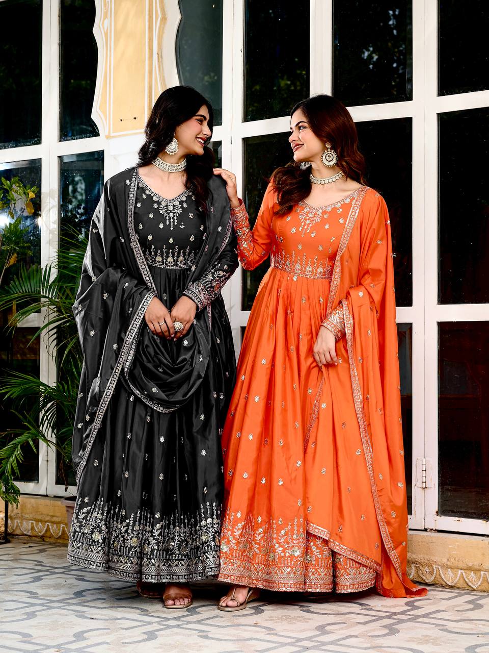 Elegant Embroidered Anarkali Suit Set with Dupatta – Festive Wear (3 Colors)
