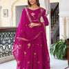 Elegant Embroidered Bird Motif Anarkali Suit Set with Dupatta (2 Color Options)