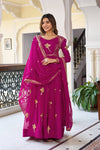 Elegant Embroidered Bird Motif Anarkali Suit Set with Dupatta (2 Color Options)
