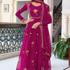 Elegant Embroidered Bird Motif Anarkali Suit Set with Dupatta (2 Color Options)