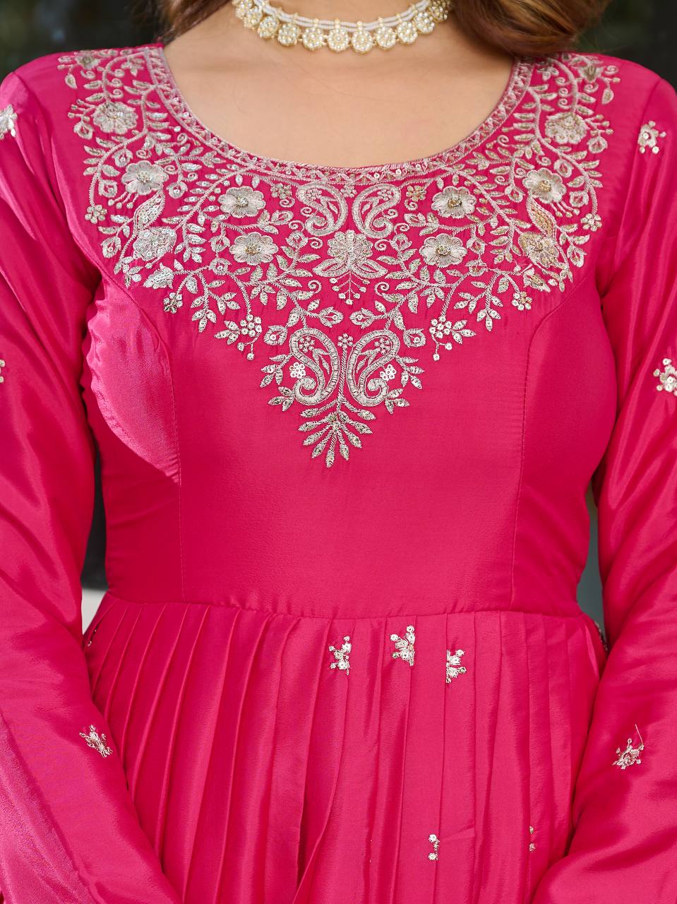 Designer Heavy Embroidered Anarkali Suit Set with Dupatta – 2 Color Options