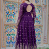 Royal Purple Heavy Embroidered Anarkali Suit Set with Printed Dupatta