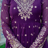 Royal Purple Heavy Embroidered Anarkali Suit Set with Printed Dupatta