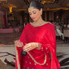 Red Embroidered Kurta Sharara Suit with Dupatta