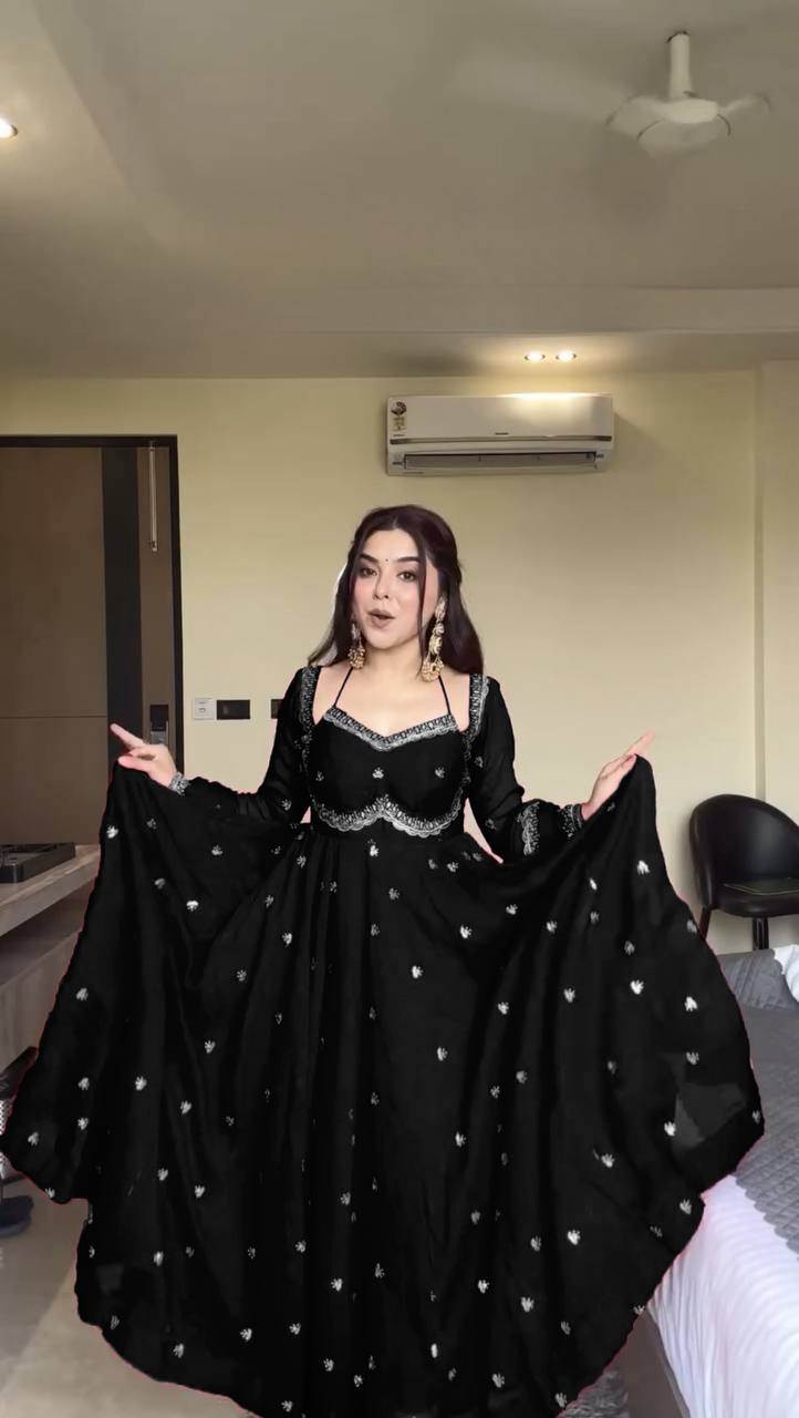 Premium Georgette Anarkali Suit Set with Dupatta & Pant | 9 Elegant Color Options