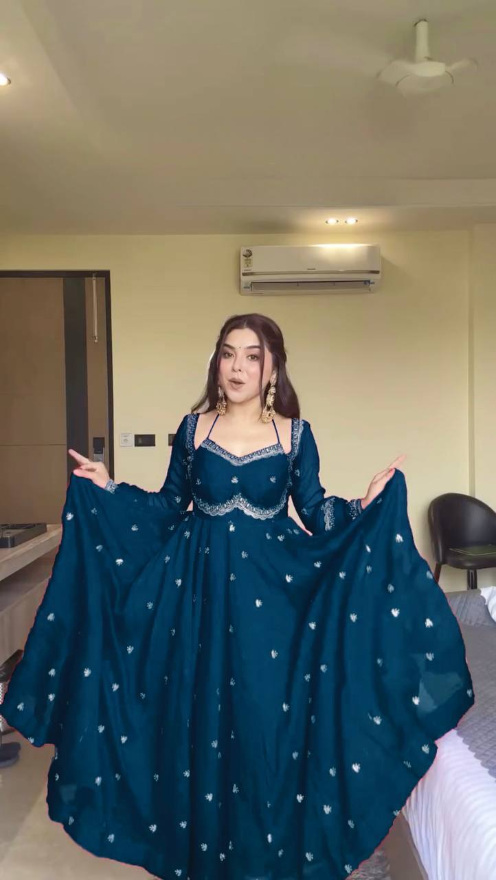 Premium Georgette Anarkali Suit Set with Dupatta & Pant | 9 Elegant Color Options