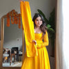 Mustard Yellow Plain Anarkali Kurti Set with Dupatta & Bottom – Elegant Festive Wear
