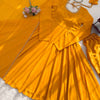 Mustard Yellow Plain Anarkali Kurti Set with Dupatta & Bottom – Elegant Festive Wear