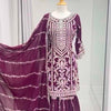 Elegant Embroidered Kurti Sharara Set with Dupatta – Premium Party Wear (Wine & Black Color Options)