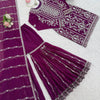 Elegant Embroidered Kurti Sharara Set with Dupatta – Premium Party Wear (Wine & Black Color Options)