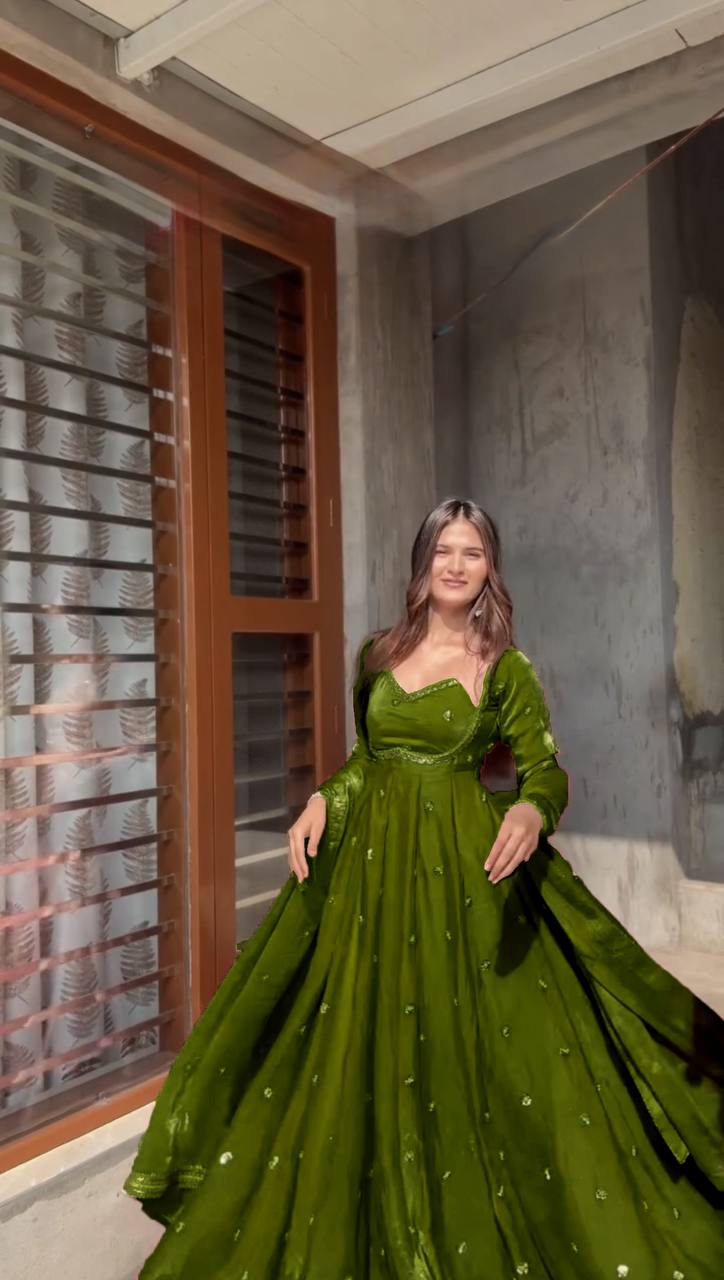 Embroidered Anarkali Kurti Pant Set with Dupatta – Festive & Party Wear | 6 Stunning Colors